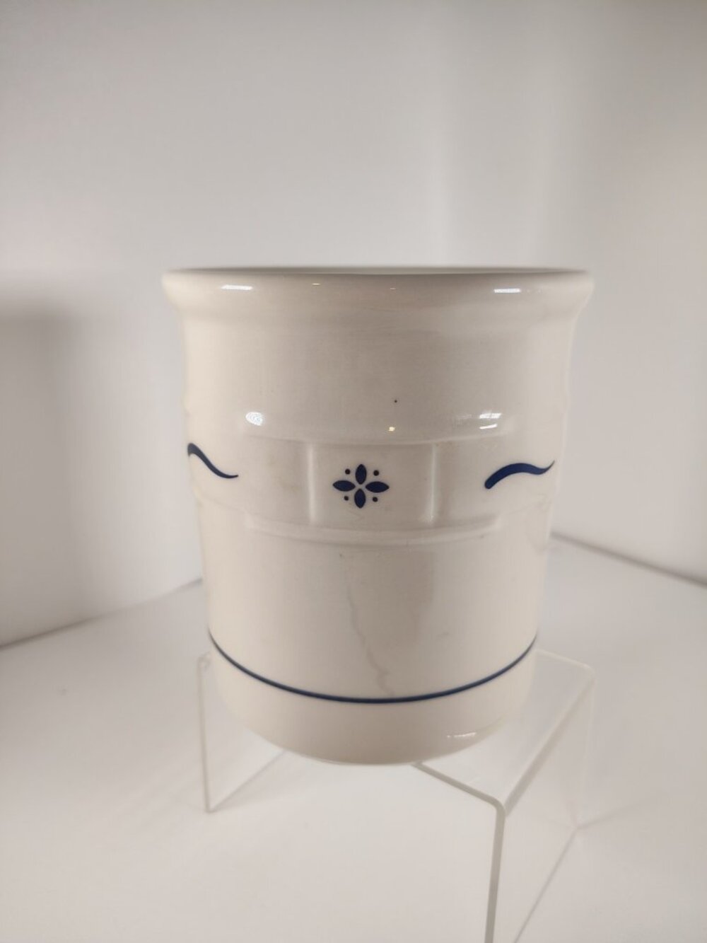 Longaberger Utensil Holder Crock Woven Traditions Blue - 5.5"